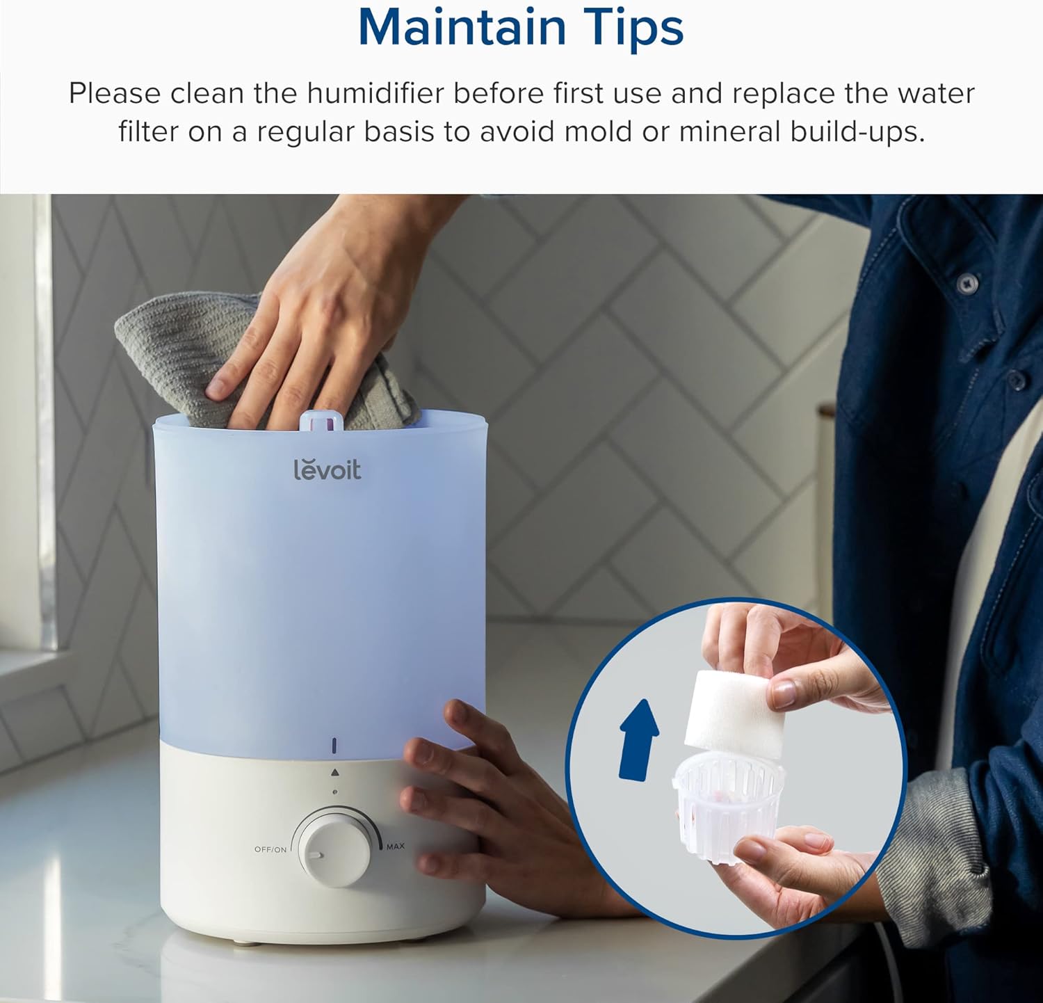 Levoit Dual 150 Ultrasonic Cool Mist Humidifier Blue