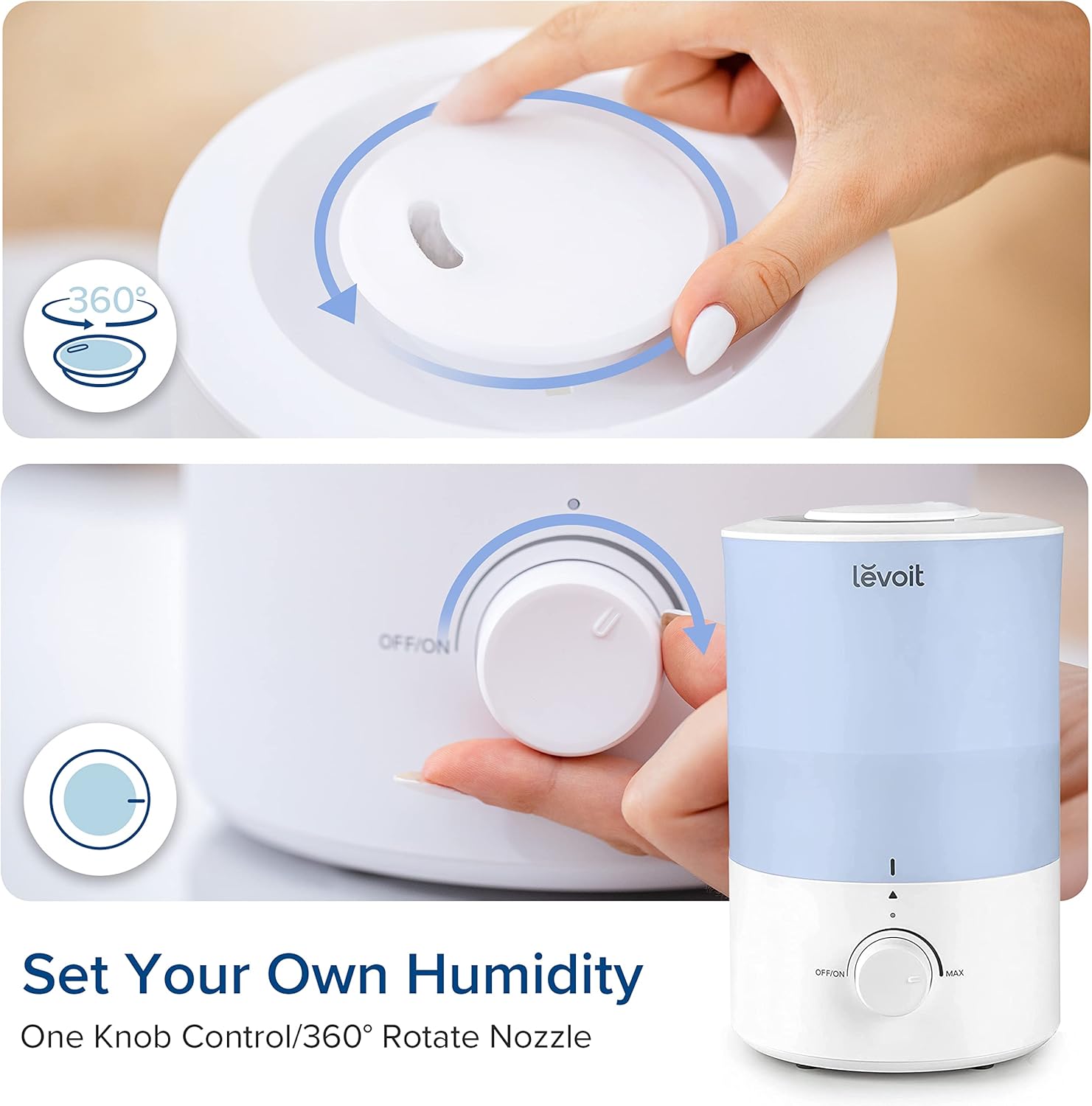 Levoit Dual 150 Ultrasonic Cool Mist Humidifier Blue