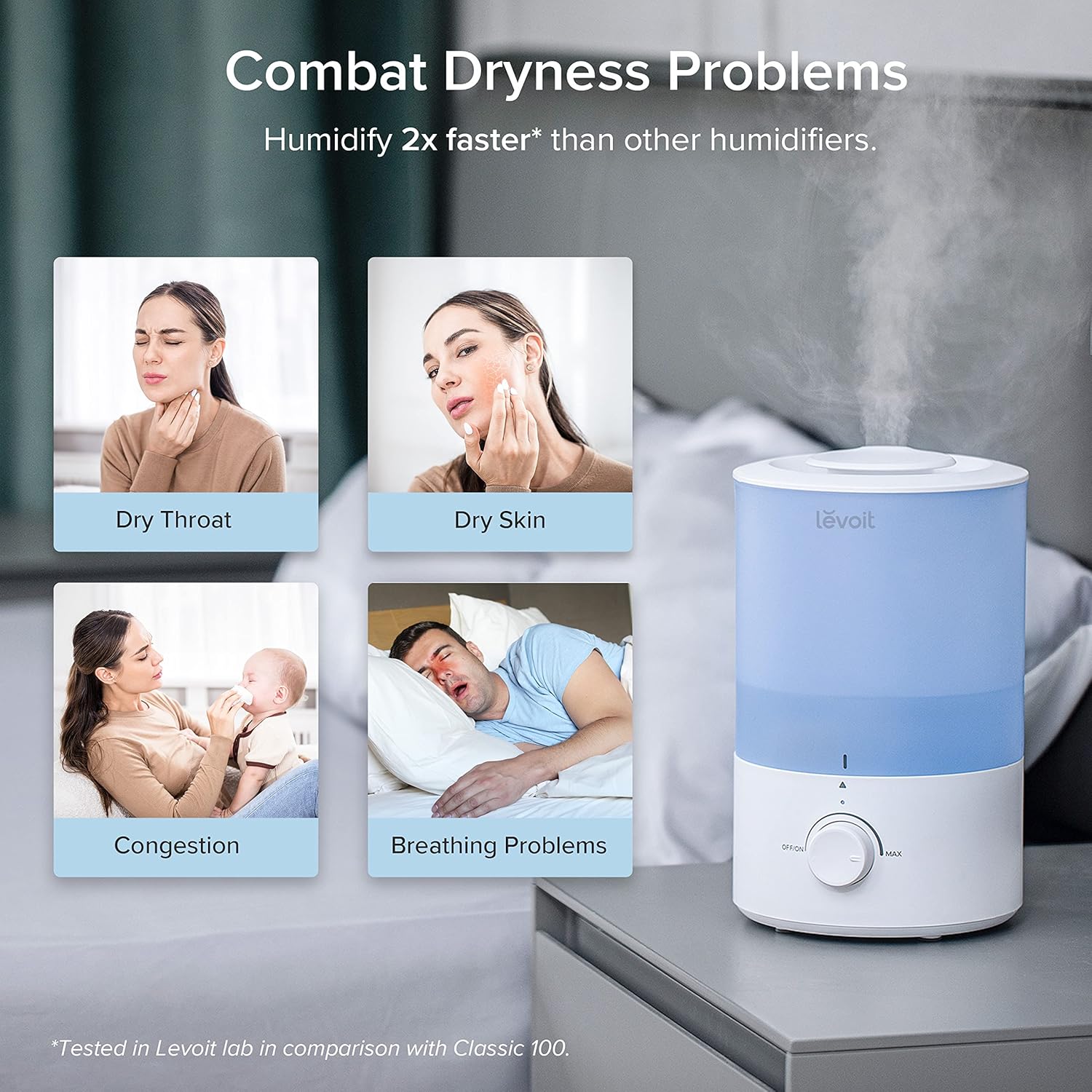 Levoit Dual 150 Ultrasonic Cool Mist Humidifier Blue